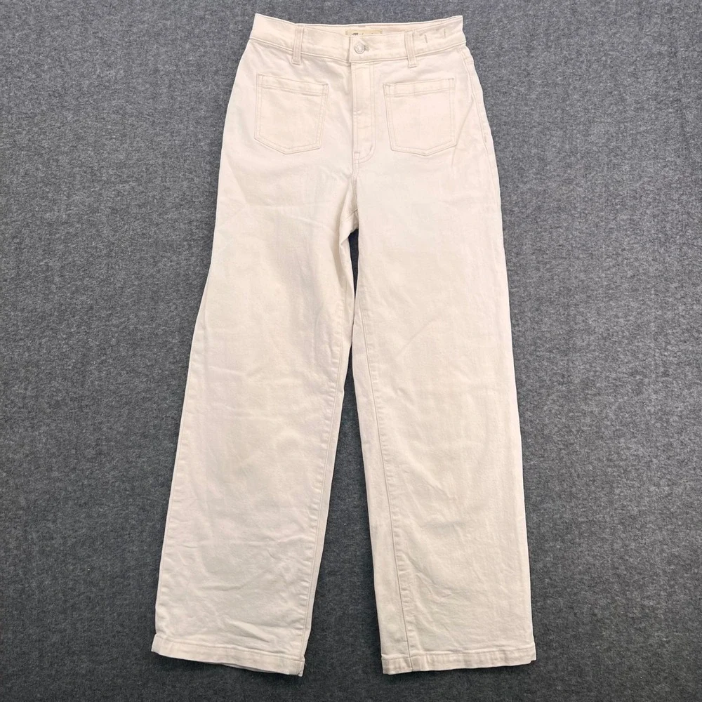 Madewell Perfect Vintage Wide Leg Jeans Cream Off White High Rise Denim Size 27